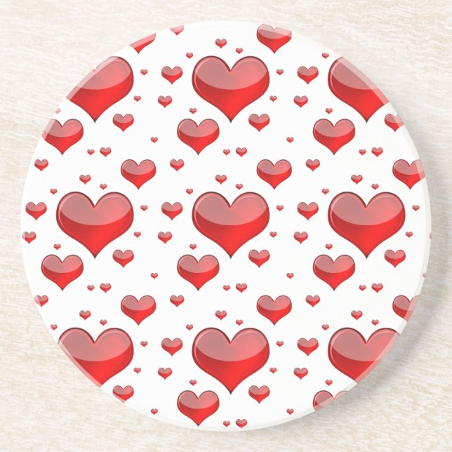 Falln Red Hearts (You Choose Background Colour!) Coaster (Front)