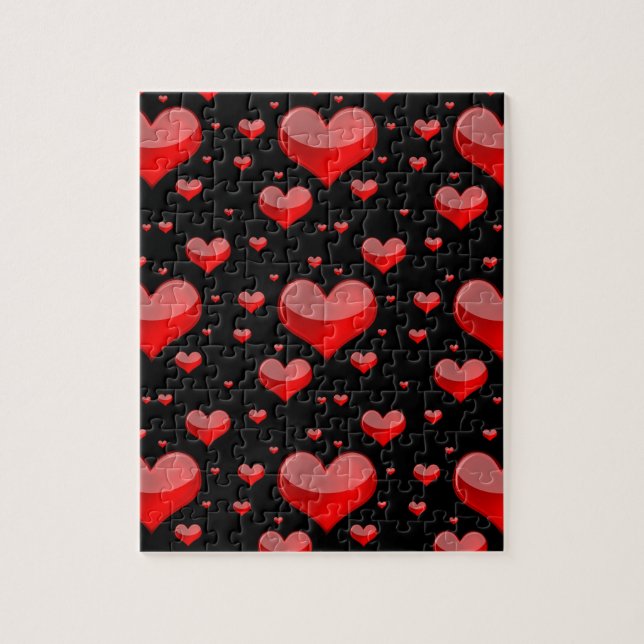 Falln Red Hearts (You Choose Background Colour!) Jigsaw Puzzle (Vertical)