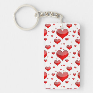 Falln Red Hearts (You Choose Background Colour!) Key Ring