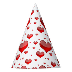 Falln Red Hearts (You Choose Background Colour!) Party Hat