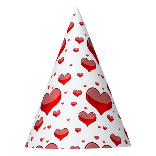 Falln Red Hearts (You Choose Background Colour!) Party Hat (Front)