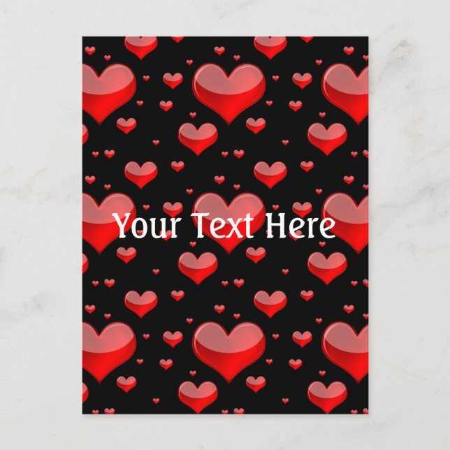 Falln Red Hearts (You Choose Background Colour!) Postcard (Front)
