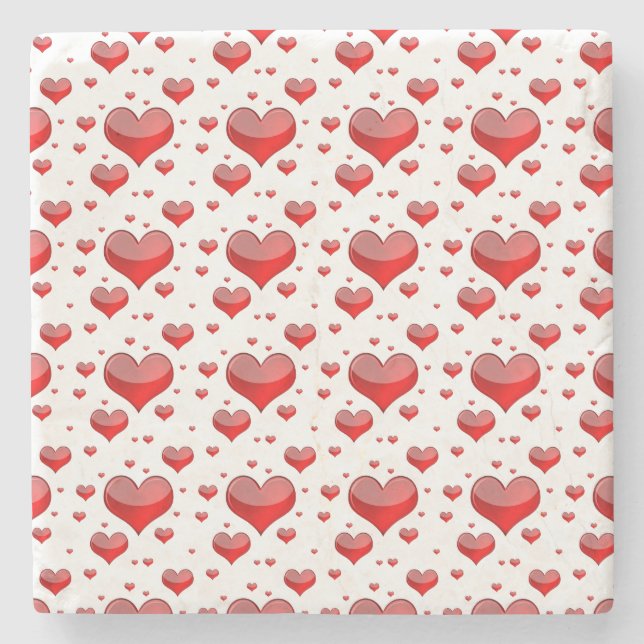 Falln Red Hearts (You Choose Background Colour!) Stone Coaster (Front)