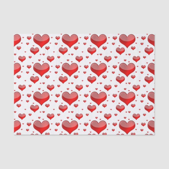 Falln Red Hearts (You Choose Background Colour!) Tissue Paper (Front)