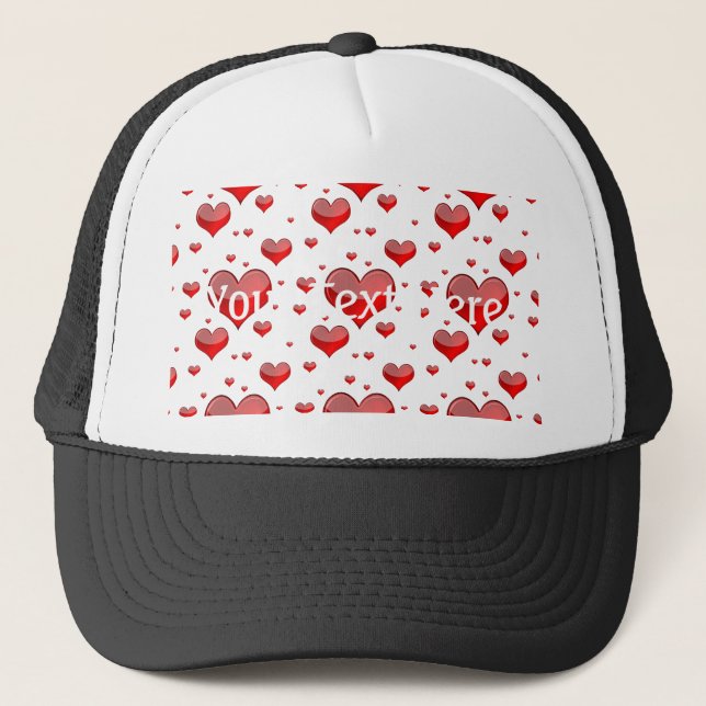Falln Red Hearts (You Choose Background Colour!) Trucker Hat (Front)
