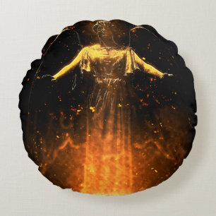 Falln Rise From The Flames Round Cushion