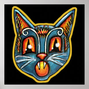 Falln Scaredy Cat Vintage Halloweenies Poster