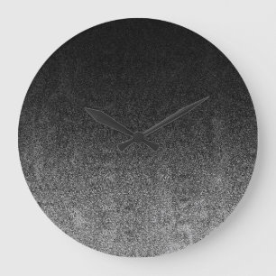 Falln Silver & Black Glitter Gradient Large Clock
