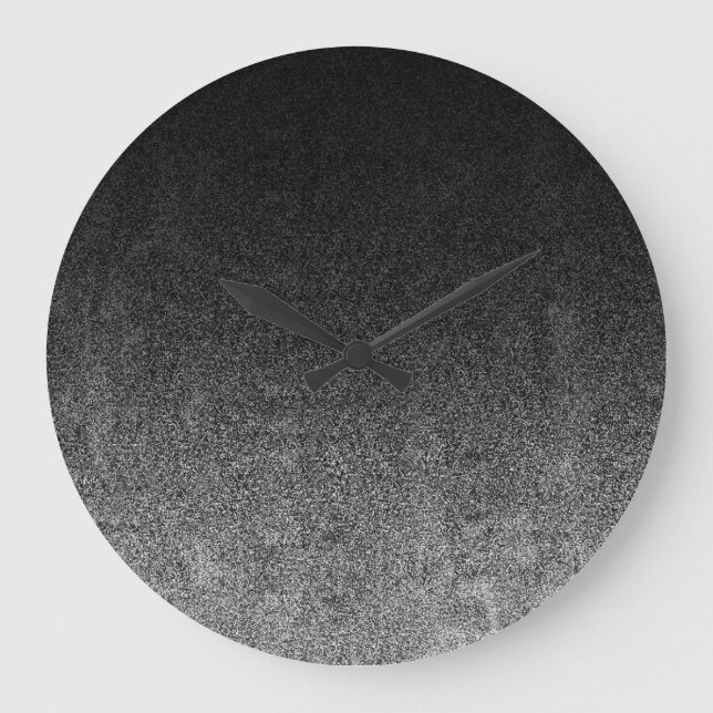 Falln Silver & Black Glitter Gradient Large Clock (Front)