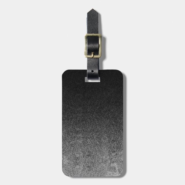 Falln Silver & Black Glitter Gradient Luggage Tag (Front Vertical)