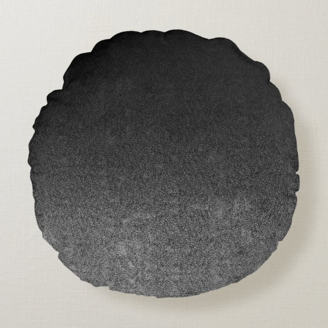 Falln Silver & Black Glitter Gradient Round Cushion (Front)