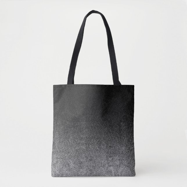 Falln Silver & Black Glitter Gradient Tote Bag (Front)