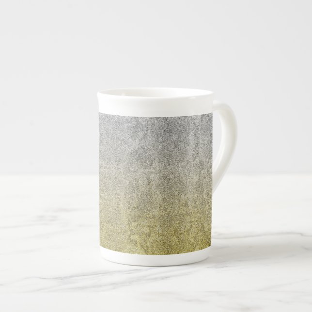Falln Silver & Gold Glitter Gradient Bone China Mug (Front Right)