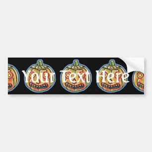 Falln Spooky Pumpkin Vintage Halloweenies Bumper Sticker