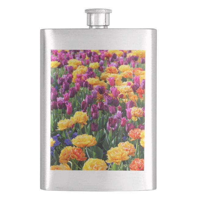 Falln Sunset Floral River Hip Flask (Front)