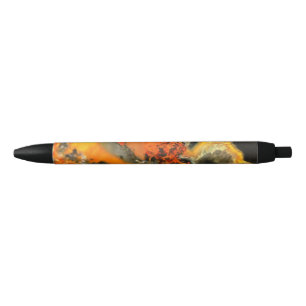 Falln Swirled Orange Stones Black Ink Pen