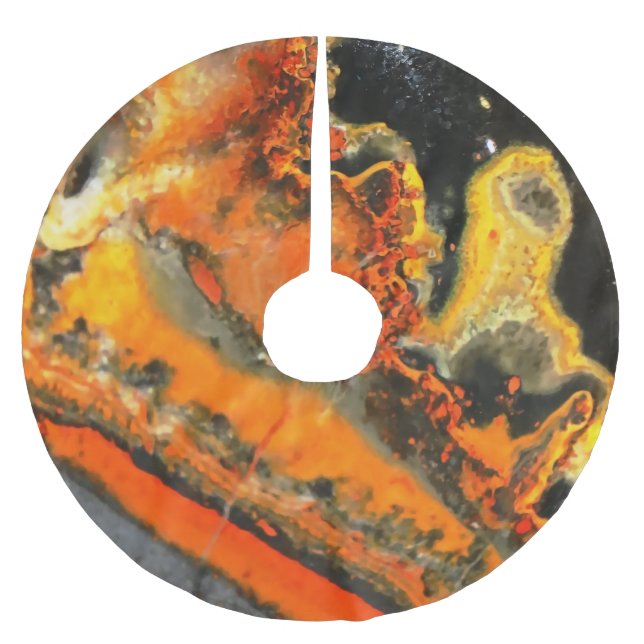 Falln Swirled Orange Stones Brushed Polyester Tree Skirt (Front)