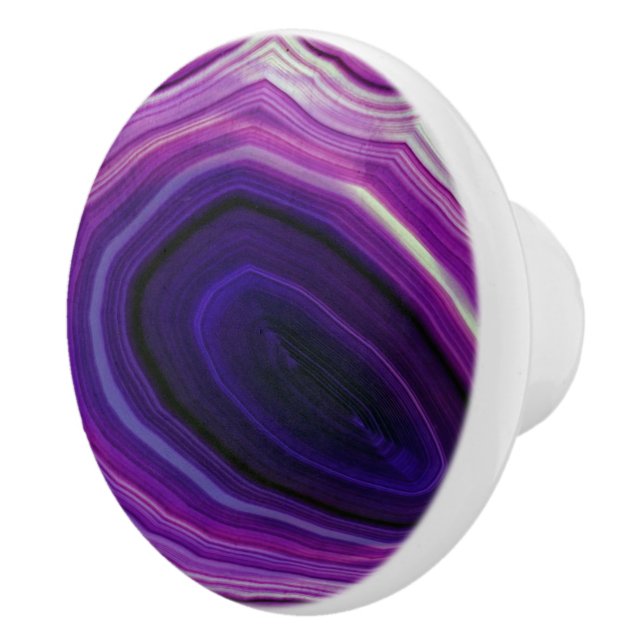 Falln Swirled Purple Geode Ceramic Knob (Right)