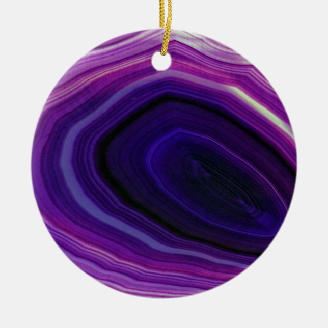 Falln Swirled Purple Geode Ceramic Ornament (Front)