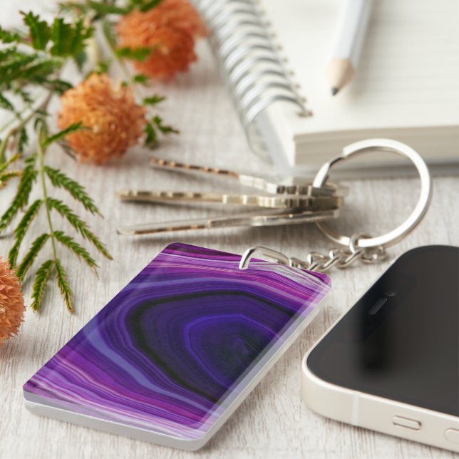Falln Swirled Purple Geode Key Ring (Front Right)