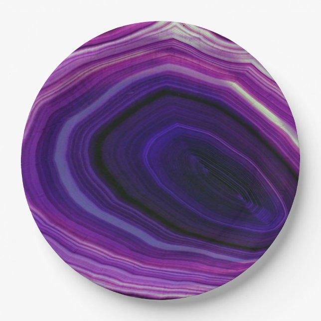 Falln Swirled Purple Geode Paper Plate (Front)