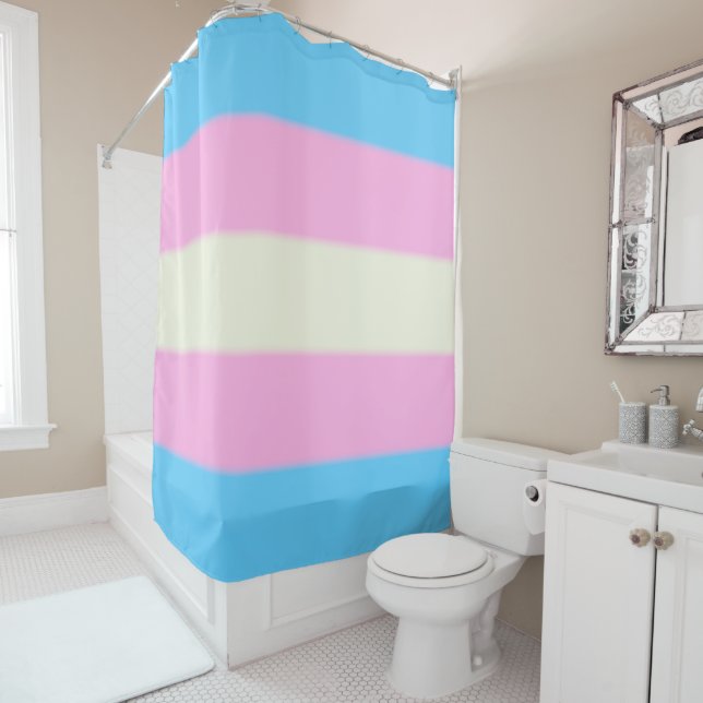 Falln Transgender Pride Flag Shower Curtain (In Situ)