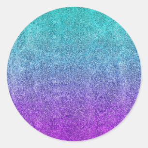 Falln Tropical Dusk Glitter Gradient Classic Round Sticker