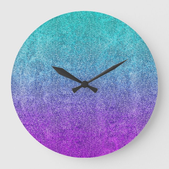 Falln Tropical Dusk Glitter Gradient Large Clock (Front)