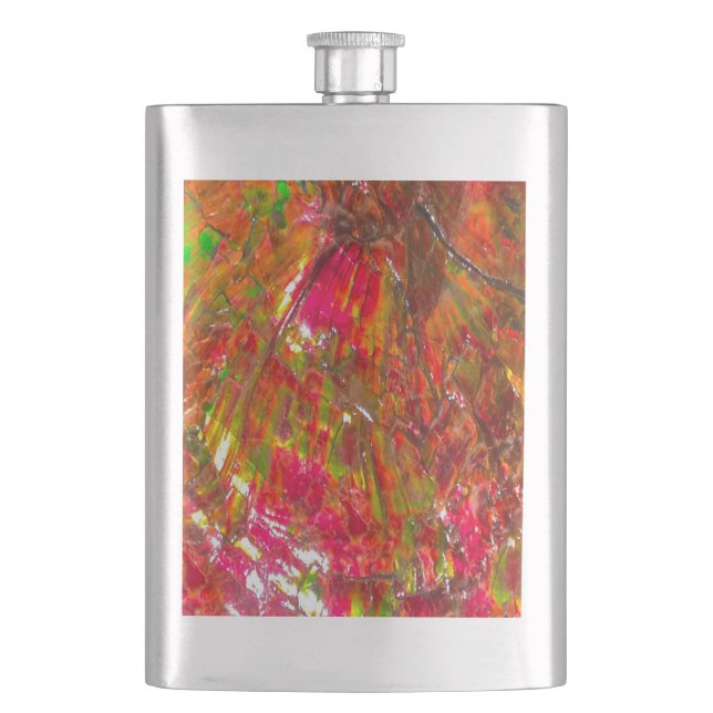 Falln Tropical Sunset Ammolite Hip Flask (Front)