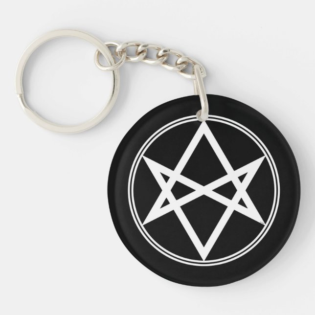Falln Unicursal Hexagram White Key Ring (Front)