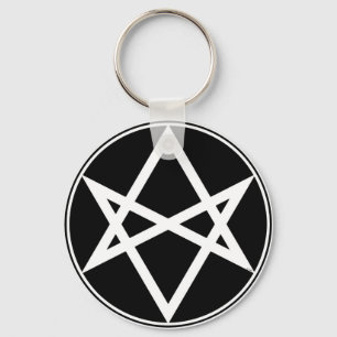 Falln Unicursal Hexagram White Key Ring