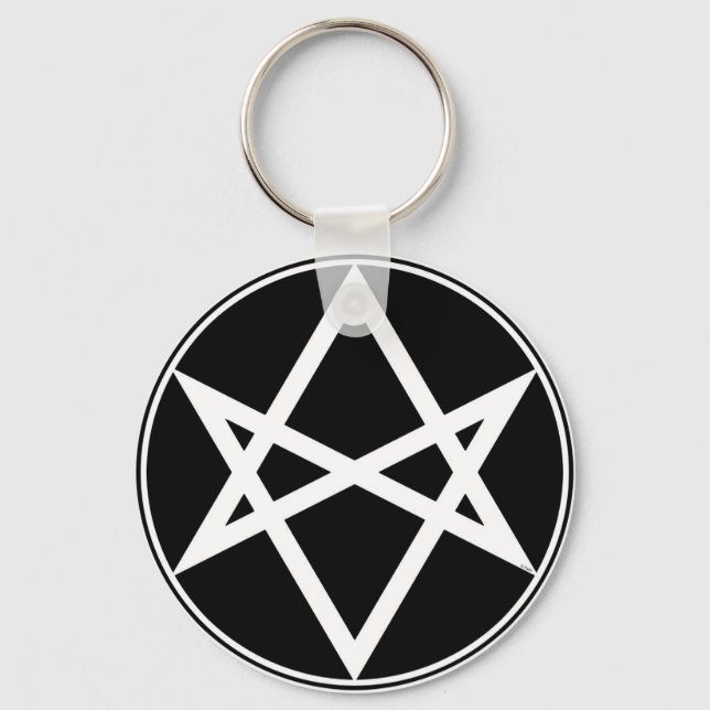Falln Unicursal Hexagram White Key Ring (Front)