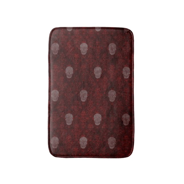 Falln Victorian Skulls Red Bath Mat (Front Vertical)