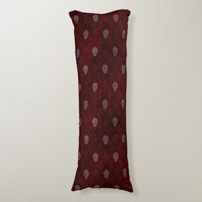 Falln Victorian Skulls Red Body Cushion (Front Vertical)