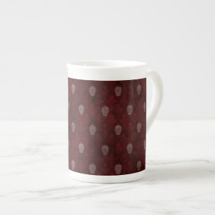 Falln Victorian Skulls Red Bone China Mug