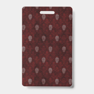 Falln Victorian Skulls Red ID Badge