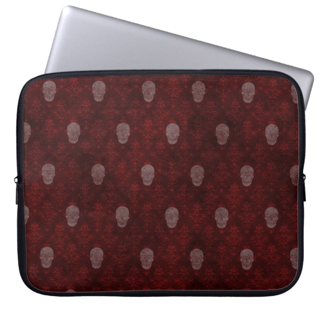 Falln Victorian Skulls Red Laptop Sleeve (Front)
