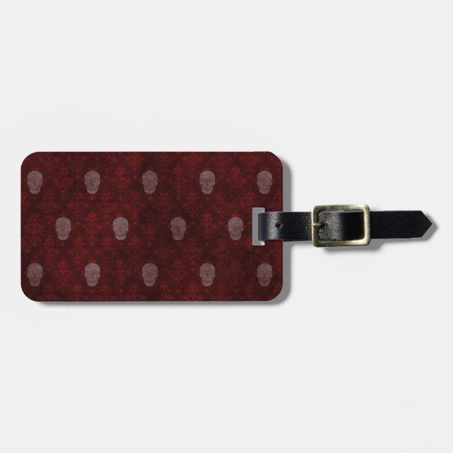 Falln Victorian Skulls Red Luggage Tag (Front Horizontal)
