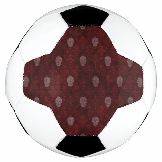 Falln Victorian Skulls Red Soccer Ball (Front)