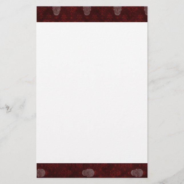 Falln Victorian Skulls Red Stationery (Front)