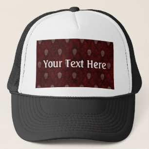 Falln Victorian Skulls Red Trucker Hat
