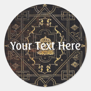 Falln Vintage Leather and Gold Classic Round Sticker