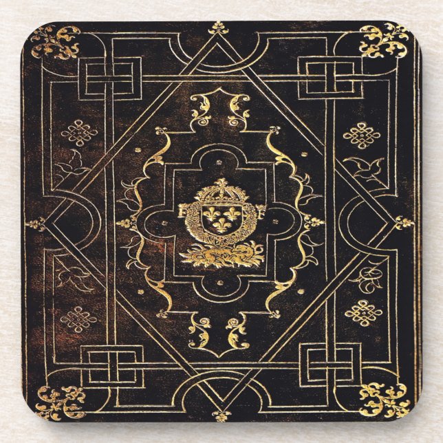 Falln Vintage Leather and Gold Coaster (Front)
