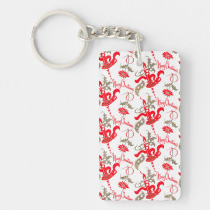 Falln Vintage Merry Christmas Candles Key Ring