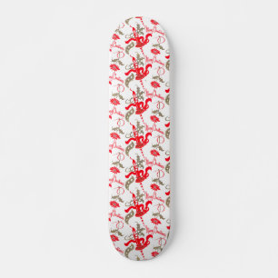 Falln Vintage Merry Christmas Candles Skateboard