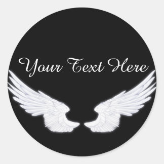 Falln White Angel Wings Classic Round Sticker