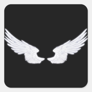 Falln White Angel Wings Square Sticker