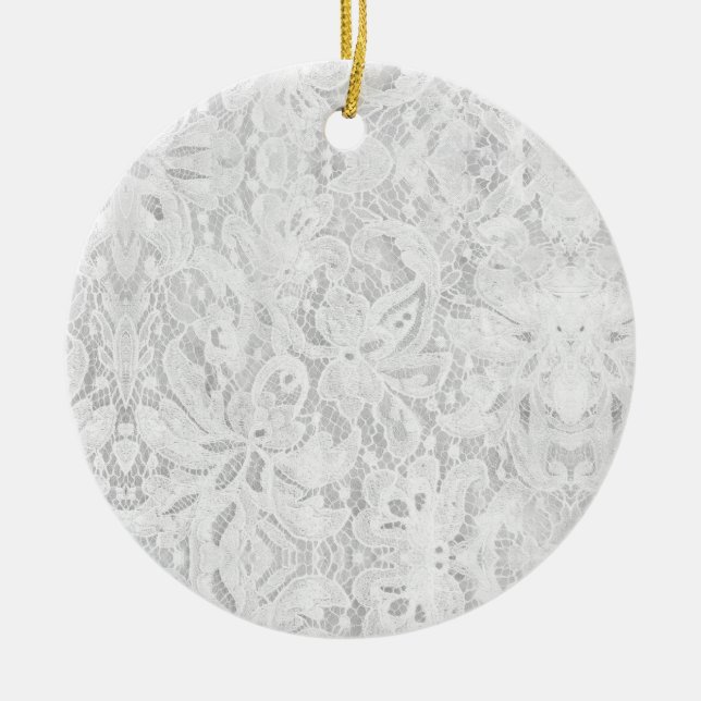 Falln White Lace Ceramic Tree Decoration (Front)
