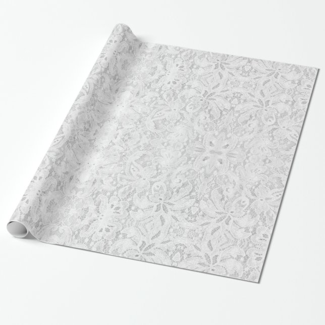 Falln White Lace Wrapping Paper (Unrolled)