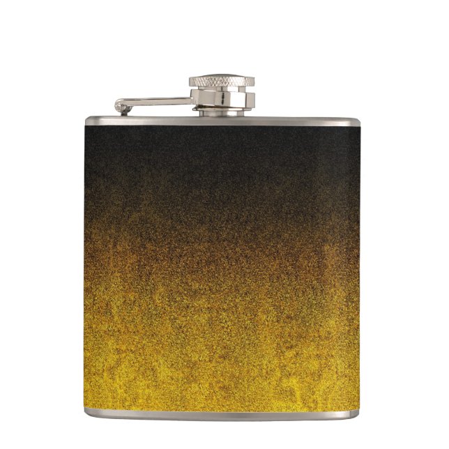 Falln Yellow & Black Glitter Gradient Hip Flask (Front)